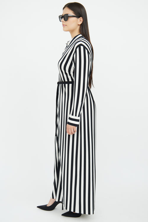 Norma Kamali Black & White Stripe Long Sleeve Dress