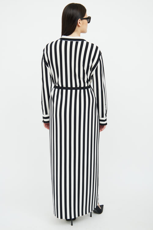 Norma Kamali Black & White Stripe Long Sleeve Dress