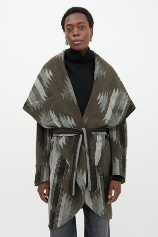 Norma Kamali Printed Blanket Coat