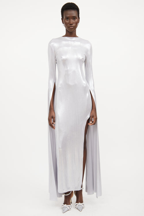 Norma Kamali Silver Cut Out Maxi Dress