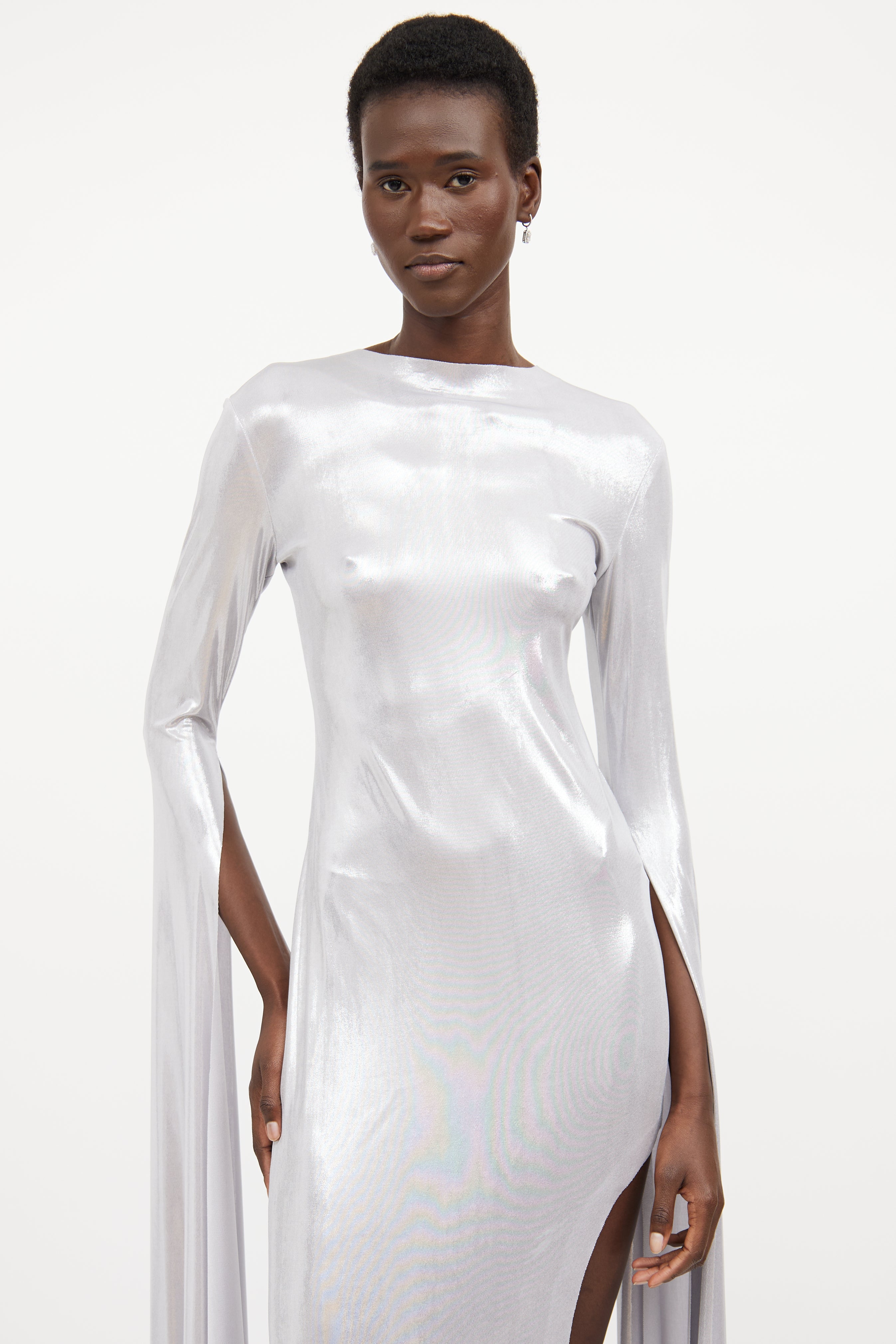 norma kamali silver dress Norma Kamali Diana Gown
