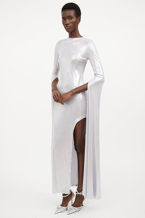 Norma Kamali Silver Cut Out Maxi Dress