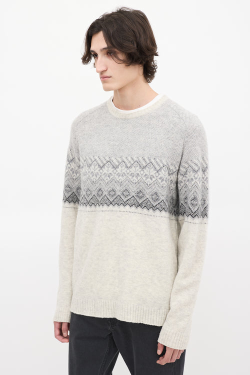 Norse Projects Light Grey Wool Birnir Fairisle Sweater