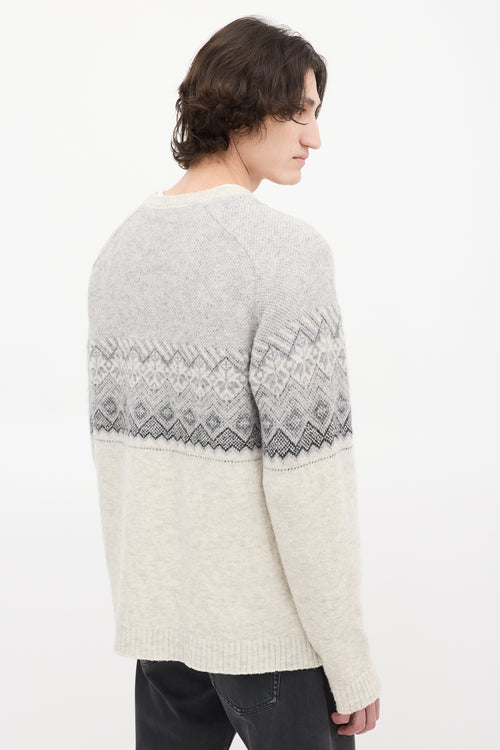 Norse Projects Light Grey Wool Birnir Fairisle Sweater