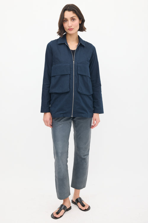 Norse Projects Navy Cotton & Hemp Two Pocket Zip Jacket