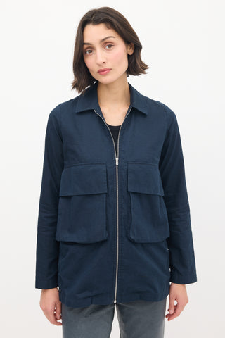 Norse Projects Navy Cotton & Hemp Two Pocket Zip Jacket