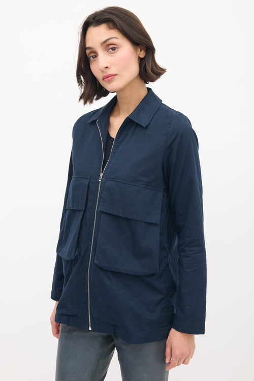 Norse Projects Navy Cotton & Hemp Two Pocket Zip Jacket