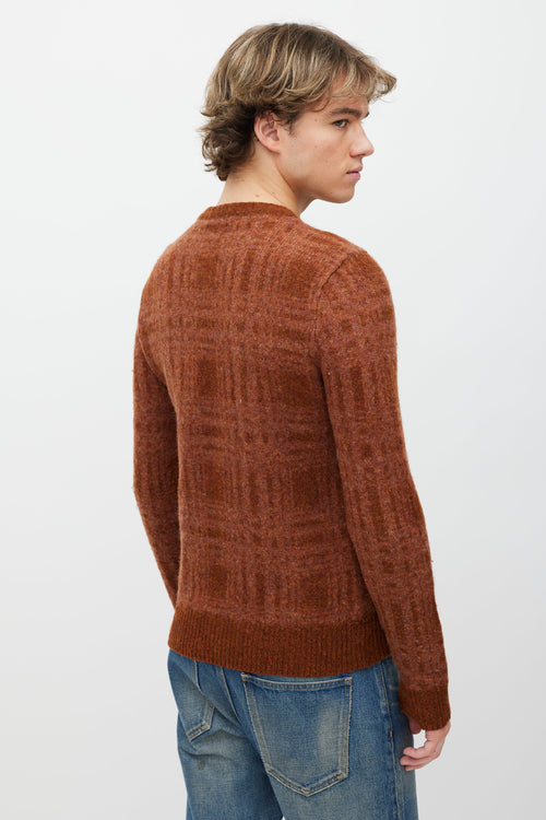 Norse Projects Orange Wool Check Intarsia Sweater