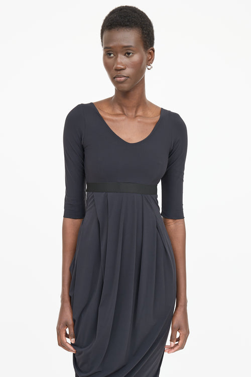 High Belted Pleated Dress