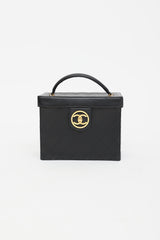 Chanel 1994 Large Leather Circle CC Vanity Case Bag