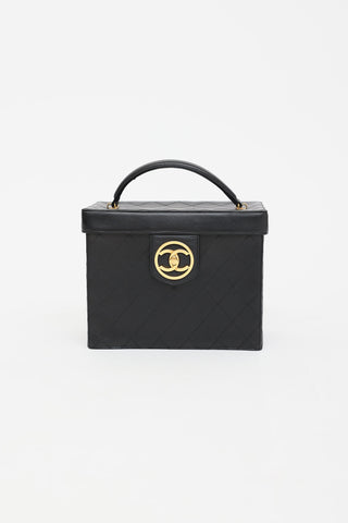 Chanel 1994 Large Leather Circle CC Vanity Case Bag