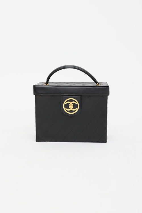 Chanel 1994 Large Leather Circle CC Vanity Case Bag