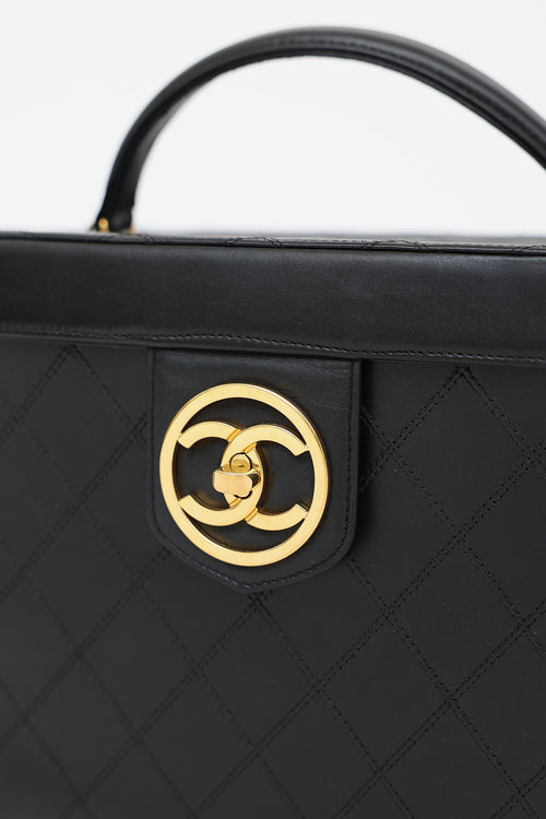 Chanel 1994 Large Leather Circle CC Vanity Case Bag