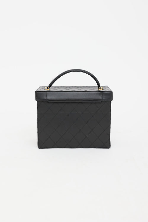 Chanel 1994 Large Leather Circle CC Vanity Case Bag