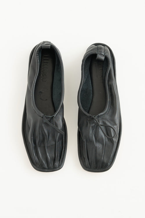 Leather Pleated Flat
