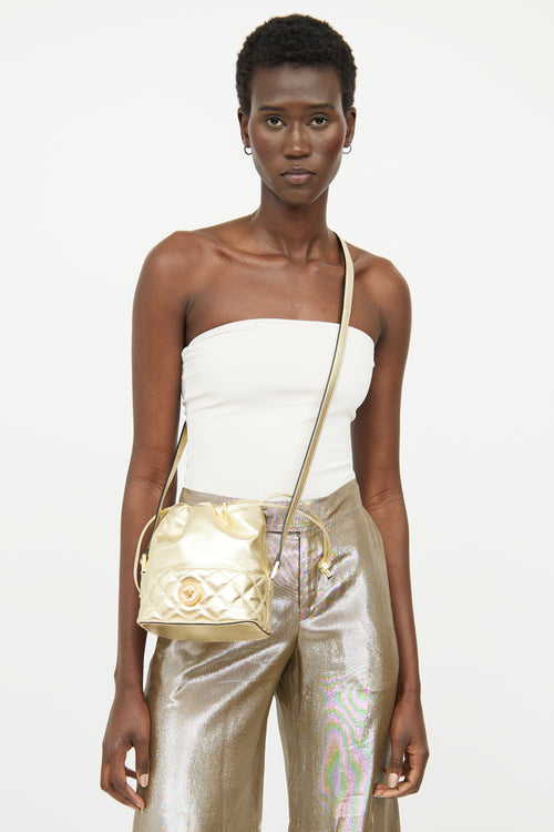 Versace Gold Medusa Drawstring Bucket Bag