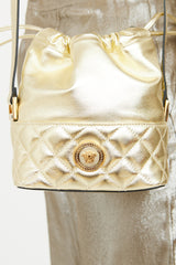 Versace Gold Medusa Drawstring Bucket Bag