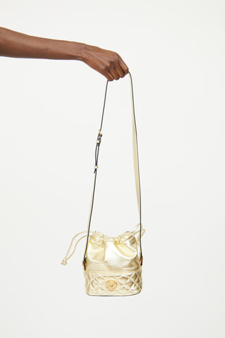 Versace Gold Medusa Drawstring Bucket Bag
