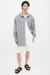 OAMC Grey & White Wool Plaid Shirt Jacket