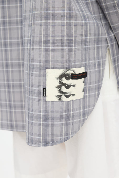 OAMC Grey & White Wool Plaid Shirt Jacket