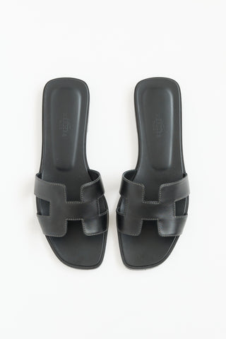 Hermès Noir Box Leather Oran Sandal