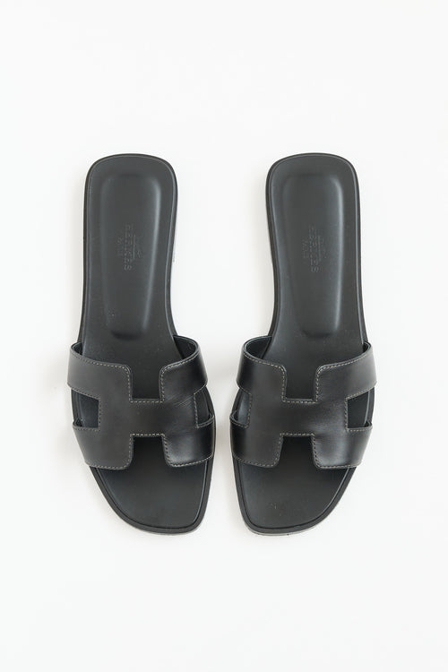 Hermès Noir Box Leather Oran Sandal