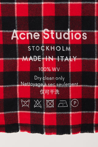 Acne Studios Wool Checked Logo Scarf
