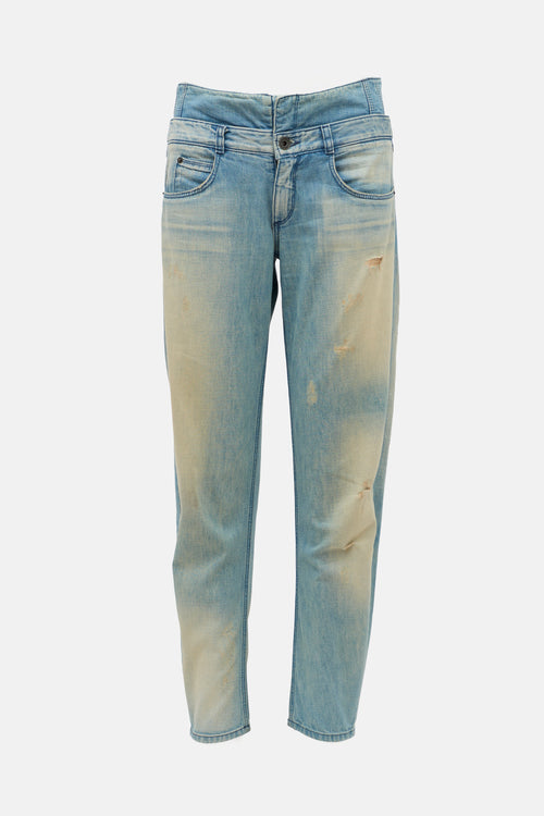 Theyskens' Theory Distressed Double Waist Jeans