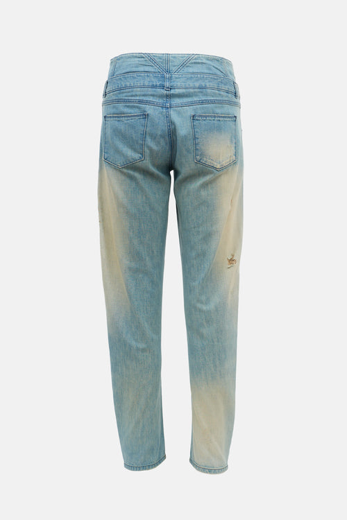 Theyskens' Theory Distressed Double Waist Jeans