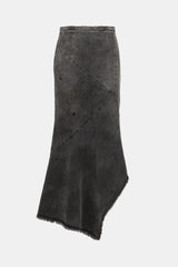 Olivier Theyskens Distressed Denim Maxi Skirt