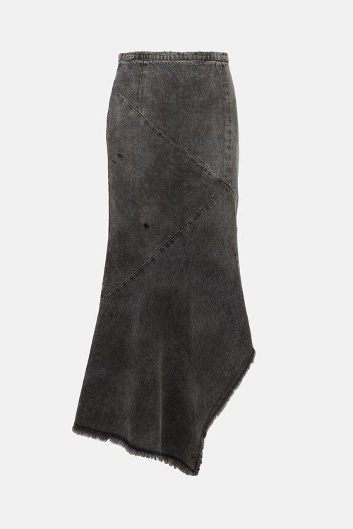 Olivier Theyskens Distressed Denim Maxi Skirt