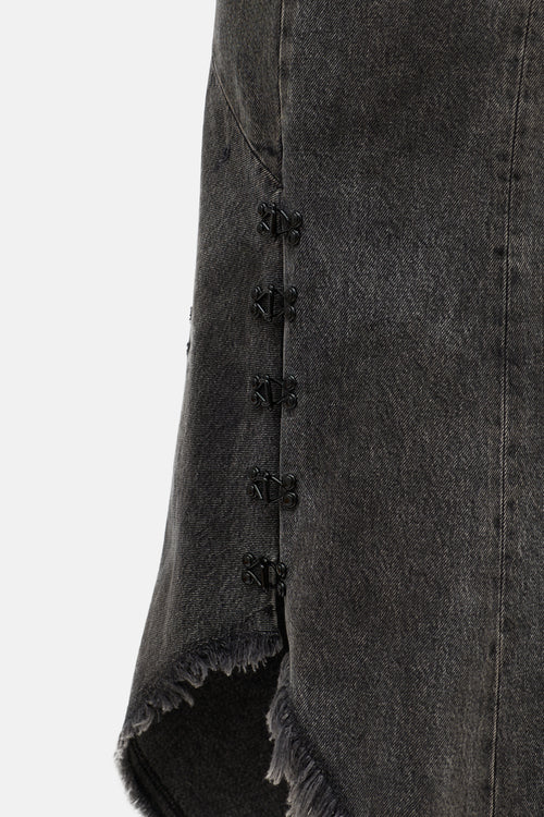 Olivier Theyskens Distressed Denim Maxi Skirt