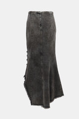 Olivier Theyskens Distressed Denim Maxi Skirt