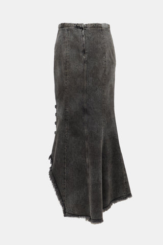 Olivier Theyskens Distressed Denim Maxi Skirt