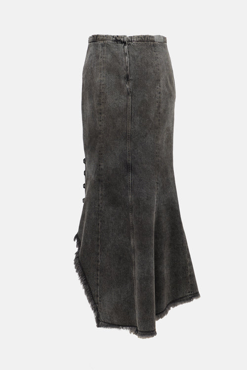 Olivier Theyskens Distressed Denim Maxi Skirt