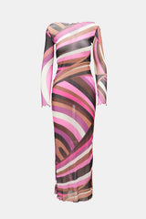 Emilio Pucci Sheer Mesh Printed Maxi Dress