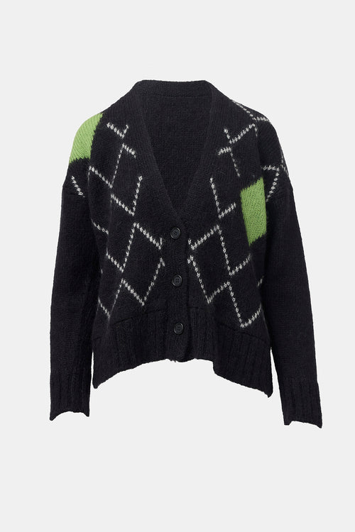 Plan C Mohair Argyle Cardigan