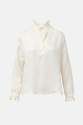 Nili Lotan Silk Satin Jacquard Blouse