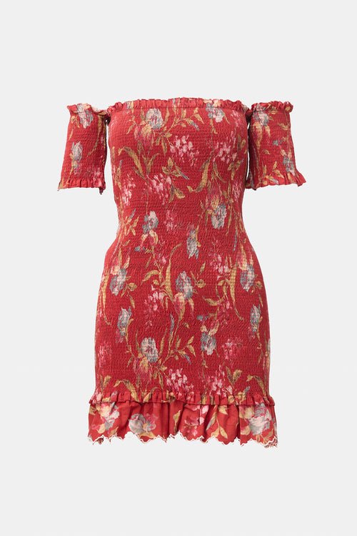 Zimmermann Linen Shirred Corsair Dress