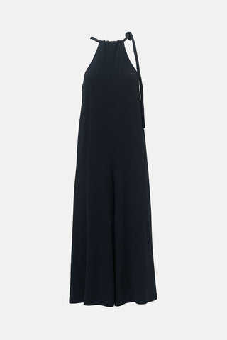 The Row Crepe Halter Japron Jumpsuit