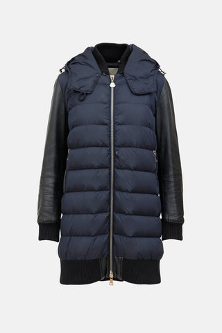Moncler Blois Down Leather Coat