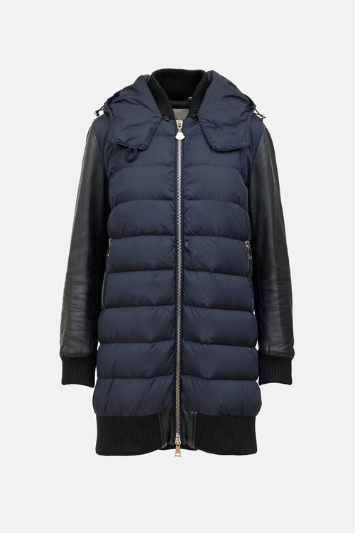 Moncler Blois Down Leather Coat