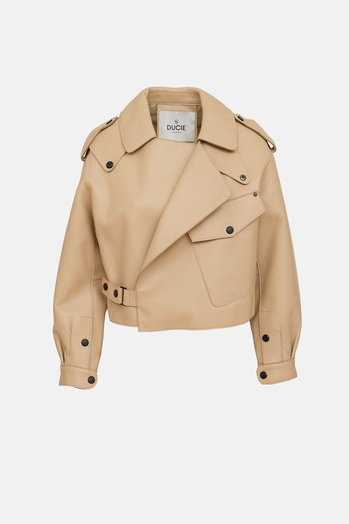 Ducie Leather Cropped Moto Jacket
