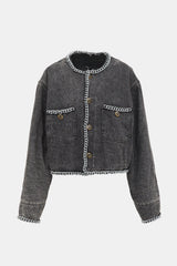 R13 Distressed Denim Chain Jacket