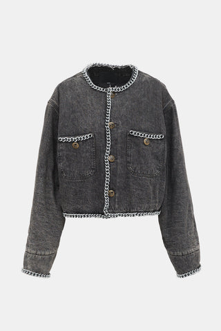 R13 Distressed Denim Chain Jacket