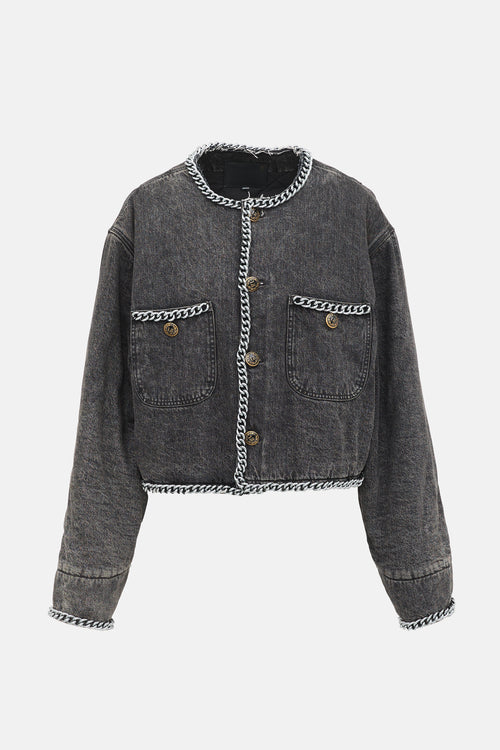 R13 Distressed Denim Chain Jacket