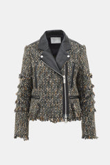 Sacai Leather & Tweed Biker Jacket