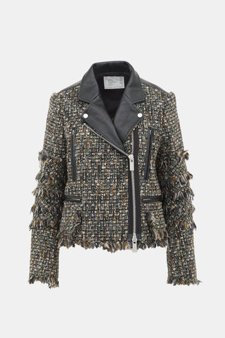 Sacai Leather & Tweed Biker Jacket