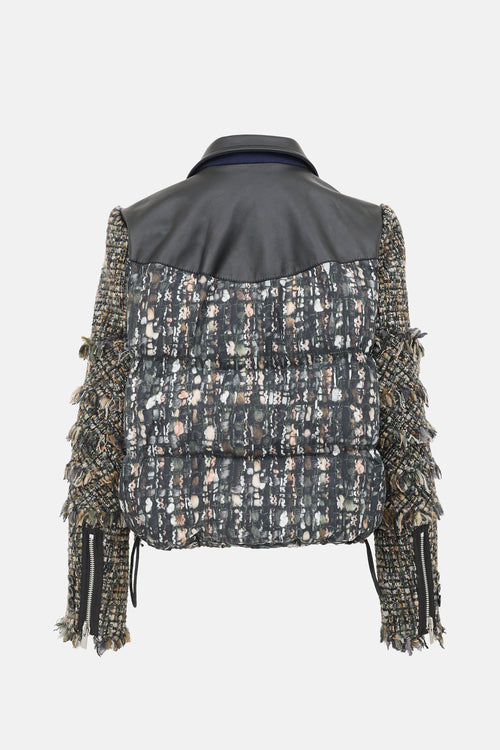 Sacai Leather & Tweed Biker Jacket