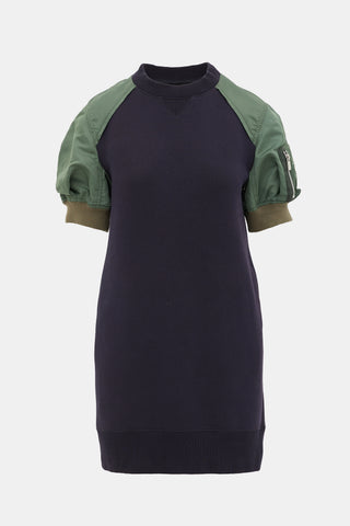 Sacai Nylon Sleeve Sweatshirt Dress